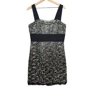 Aysha Women’s Tweed Sleeveless Dressy Mini Dress Metallic Weave Black Multi